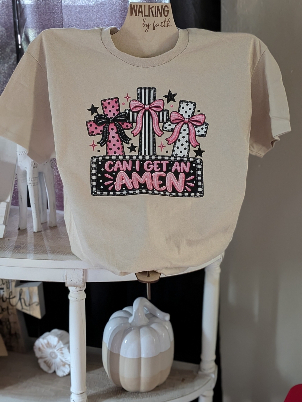 Gilded Intent Pink & Black 'Can I Get An Amen' Short Sleeve Tee